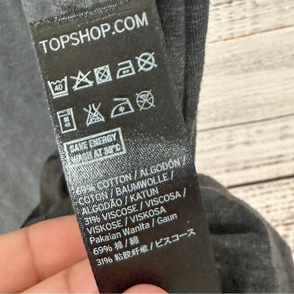 Topshop Charcoal Gray Blue Floral Embroidered Off Shoulder Dress, EUC, Size 6 - Picture 7 of 12